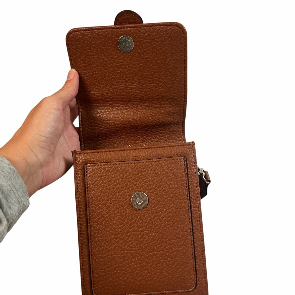 K Carroll Brown Phone Crossbody Bag Adjustable Strap Mini Organizer Purse - Picture 8 of 16